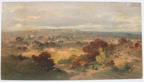 Jacob Gehrig (1846-1922), 'Weite Landschaft mit Hirtenp...