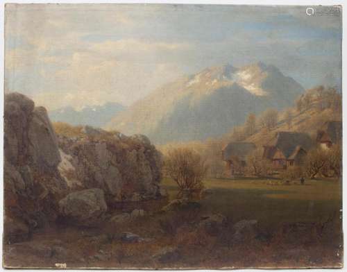 Jacob Vollweider (1834-1891), 'Gebirgslandschaft mit Ba...