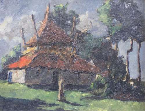 Künstler des 20. Jh., 'Landschaft mit Bauernhaus' ...