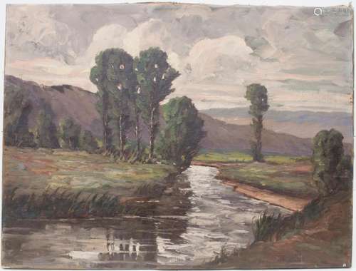 Künstler des 19./20. Jh., 'Flusslandschaft im Abendlich...