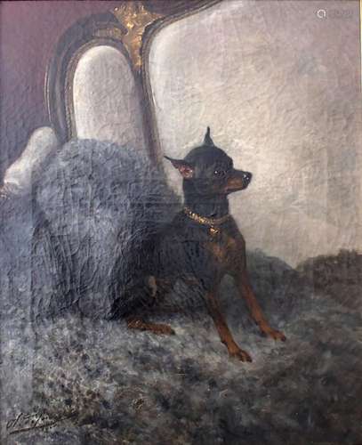 Olivier Charles DE PENNE (1831-1897), Pinscher wartet auf He...