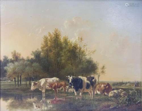 Pieter Frederick VAN OS (1808-1892), 'Kuhherde am Flußu...