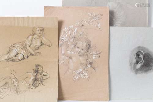 Konvolut 4 Zeichenstudien / A set of 4 drawing studies