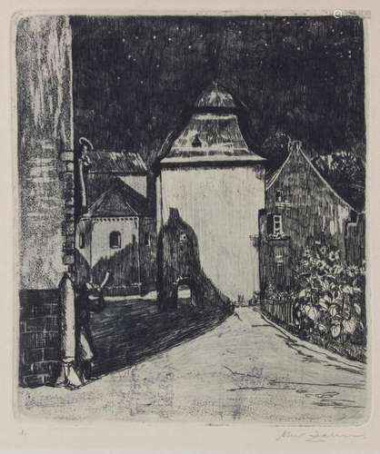 Artur Zahn (1882-1970), 'Dorfstraße bei Nacht' / &...