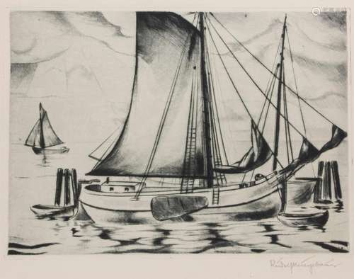 Rudolf Neugebauer (1892-1961), 'Elbe, Hausboote, Nr. 2&...