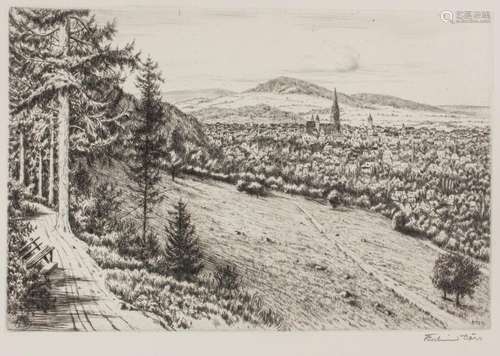 Ferdinand Dörr (1880-1968), 'Blick auf Freiburg' /...