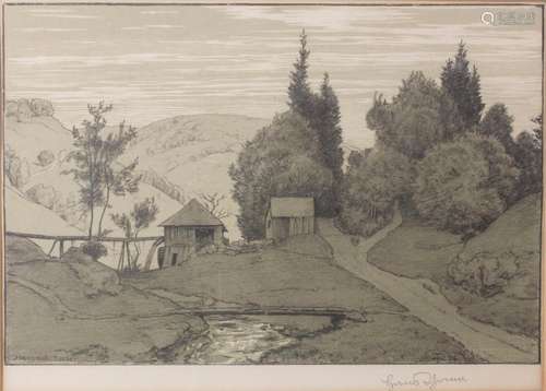 Hans Thoma (1839-1924), 'Sägemühle bei Happach im Schwa...