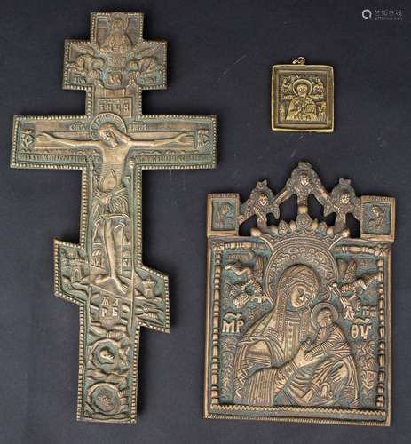 Konvolut 3 Bronzeikonen / A set of 3 bronze icons, Russland,...