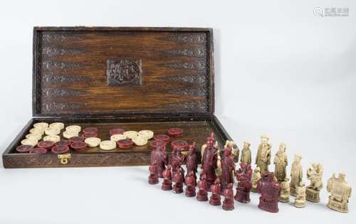 Schach- und Backgammonspiel / A chess and backgammon game, 2...