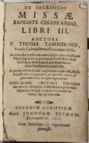 Christliche Liturgie, Tommaso Tamburini: De sacrificio missa...