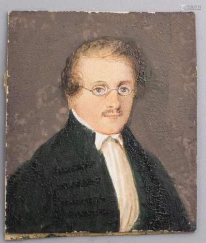 Biedermeier Miniatur Herrenporträt / A miniature portrait of...