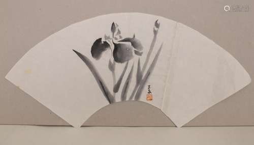 Fächerblatt mit Blumendekor / A Fan sheet with Flowers, Japa...