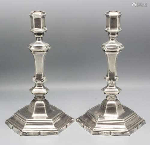 Barock Leuchterpaar / A pair Baroque silver candlesticks, Je...