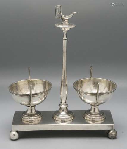 Klassizismus Doppelsaliere / A double silver salt cellar, Fr...