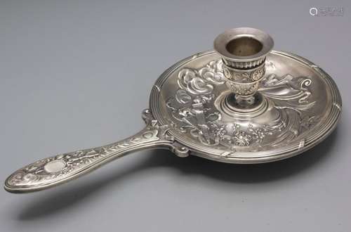 Handleuchter / A portable silver candlestick, 19. Jh.