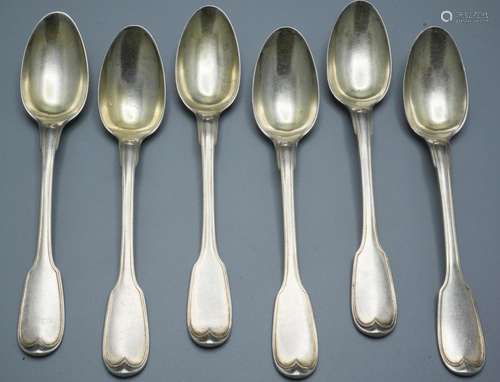 6 Löffel / 6 cuillères en argent massif / 6 silver spoons, F...