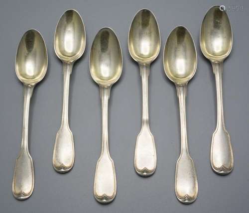 6 Löffel / 6 cuillères en argent massif / 6 silver spoons, F...