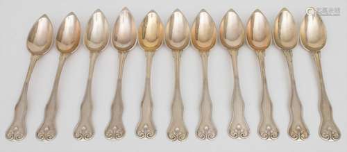 11 Teelöffel / A set of 11 silver tea spoons, Paris, Mitte 1...