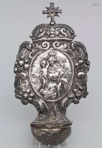 Barock Weihwasserbehälter / A silver Baroque holy water basi...