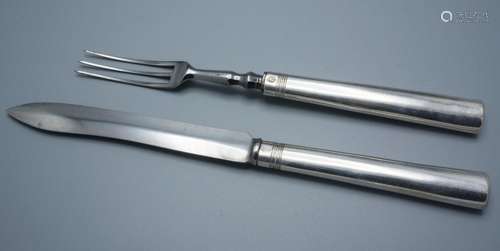 2 tlg. Reisebesteck / 2 pieces of silver travel cutlery, Dom...