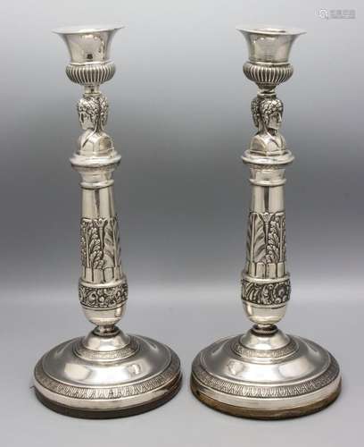 Paar Empire Leuchter / A pair of Empire silver candlesticks,...