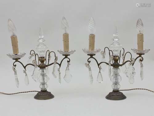 Paar Kristall-Tischleuchter / A Pair of Crystal Candelabra, ...