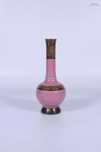 A Famille-Rose Long-Necked Vase