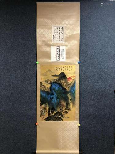 A Chinese Ink Painting Hanging Scroll By Zhang Daqian