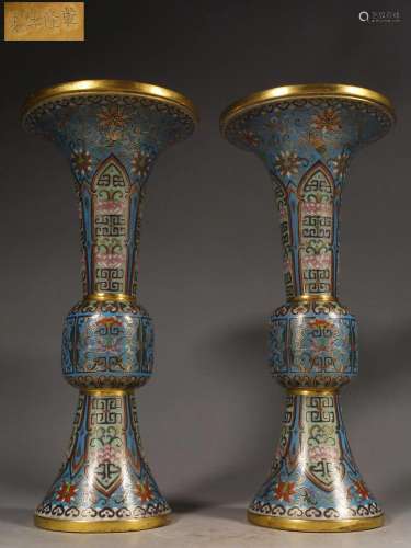 A Pair Of Cloisonne Enamel Vases