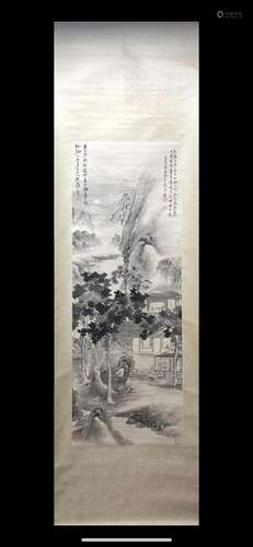 A Chinese Ink Painting Hanging Scroll By Zhang Daqian