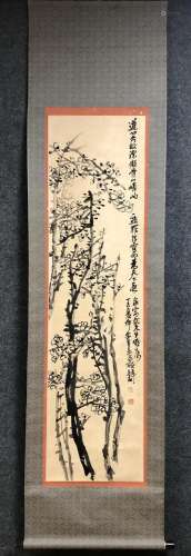 A Chinese Ink Painting Hanging Scroll By Wu Changshuo
