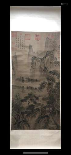 A Chinese Ink Painting Hanging Scroll By Zhou Chen