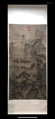 A Chinese Ink Painting Hanging Scroll By Zhou Chen