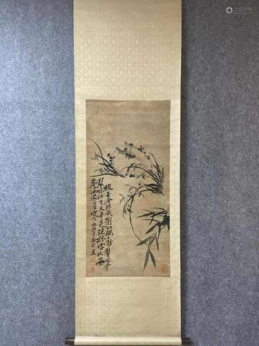 A Chinese Ink Painting Hanging Scroll By Zheng Banqiao