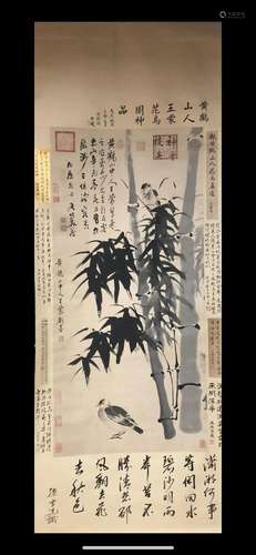 A Chinese Ink Painting Hanging Scroll By Wang Meng