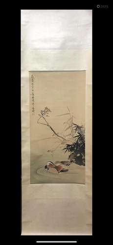 A Chinese Ink Painting Hanging Scroll By Huang Huanwu