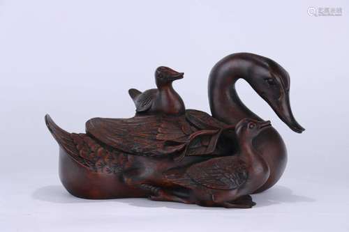 A Carved Eaglewood Swan Ornament