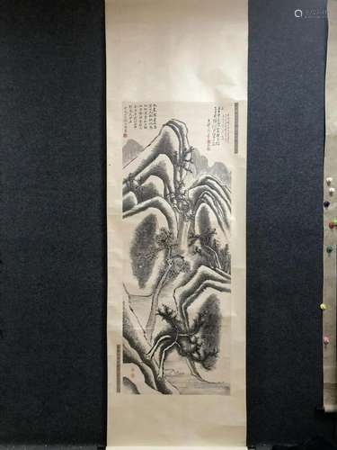 A Chinese Ink Painting Hanging Scroll By Zhang Boying