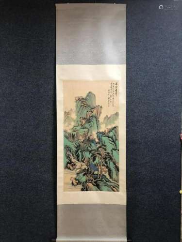 A Chinese Ink Painting Hanging Scroll By Feng Chaoran
