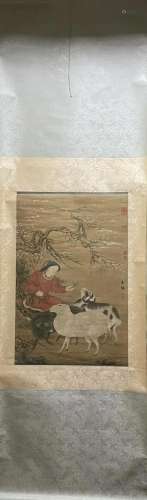 A Chinese Ink Painting Hanging Scroll By Zhao Mengfu