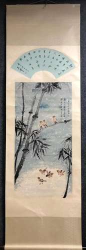 A Chinese Ink Painting Hanging Scroll By Song Meiling