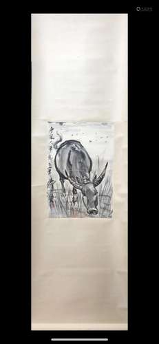 A Chinese Ink Painting Hanging Scroll By Huang Zhou