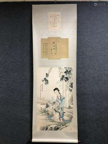 A Chinese Ink Painting Hanging Scroll By Lu Xiaoman