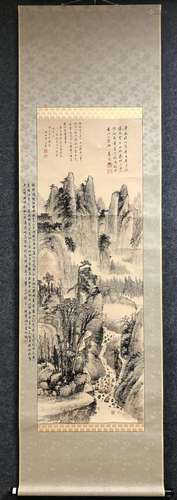 A Chinese Ink Painting Hanging Scroll By Wang Hui