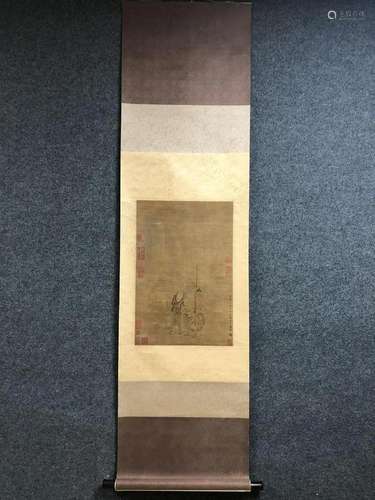 A Chinese Ink Painting Hanging Scroll By Li Gonglin