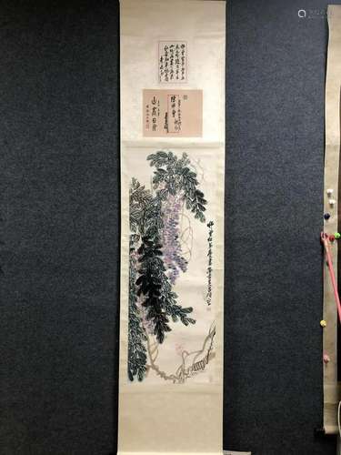 A Chinese Ink Painting Hanging Scroll By Wu Changshuo