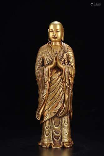 A Gilt-Bronze Figure Of Ksitigarbha