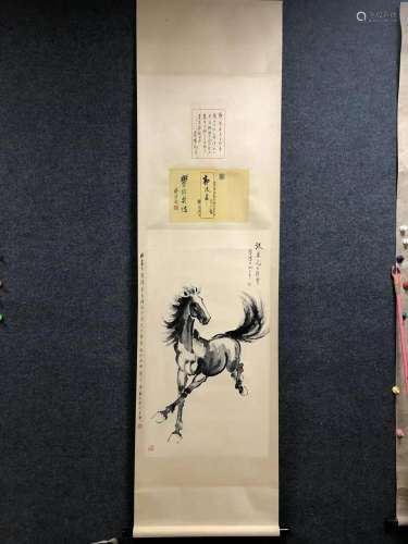 A Chinese Ink Painting Hanging Scroll By Xu Beihong