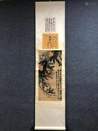 A Chinese Ink Painting Hanging Scroll By Wu Changshuo