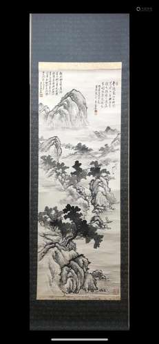 A Chinese Ink Painting Hanging Scroll By Wu Changshuo